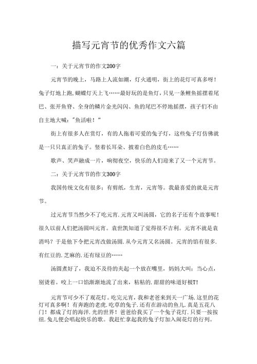 描写元宵节的优秀作文六篇.docx
