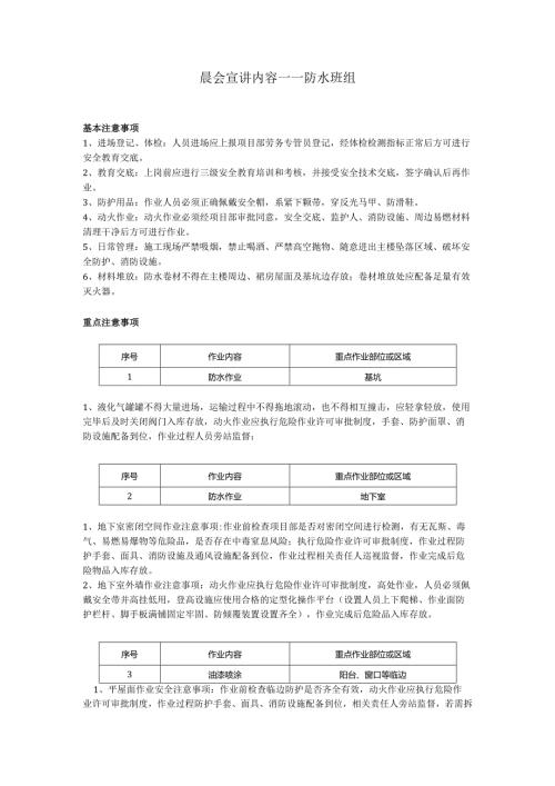 防水班组安全晨会（班前会）.docx