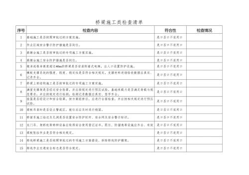 桥梁施工检查清单.docx