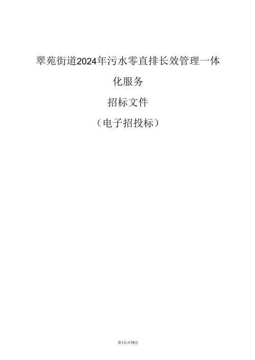 翠苑街道2024年污水零直排长效管理一体化服务招标文件.docx