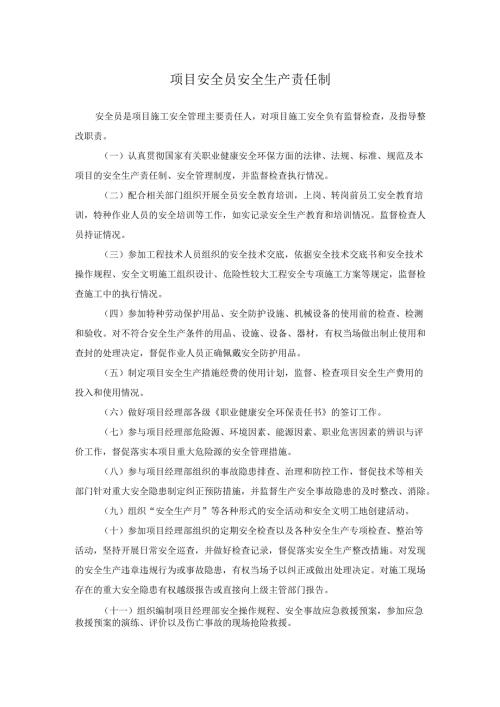 项目安全员安全生产责任制.docx