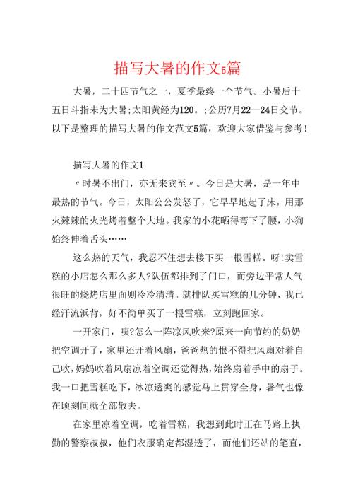 描写大暑的作文5篇.docx