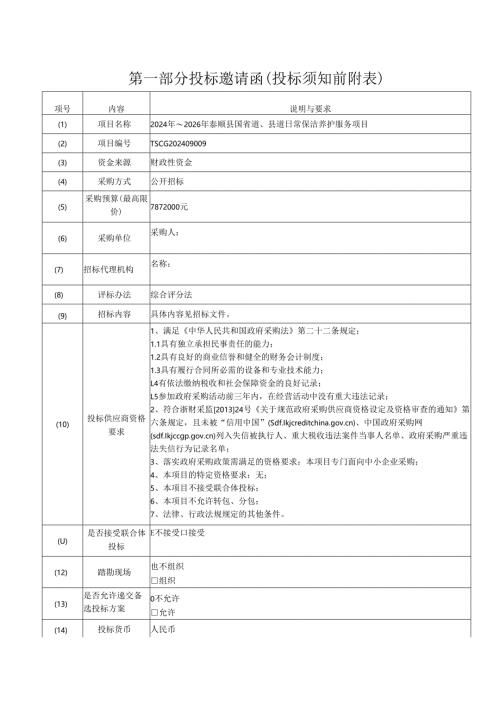 国省道、县道日常保洁养护服务项目招标文件.docx