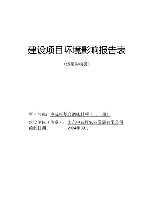 中蒜籽复合调味料项目（一期）环评报告表.docx