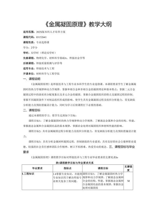 《金属凝固原理》教学大纲.docx