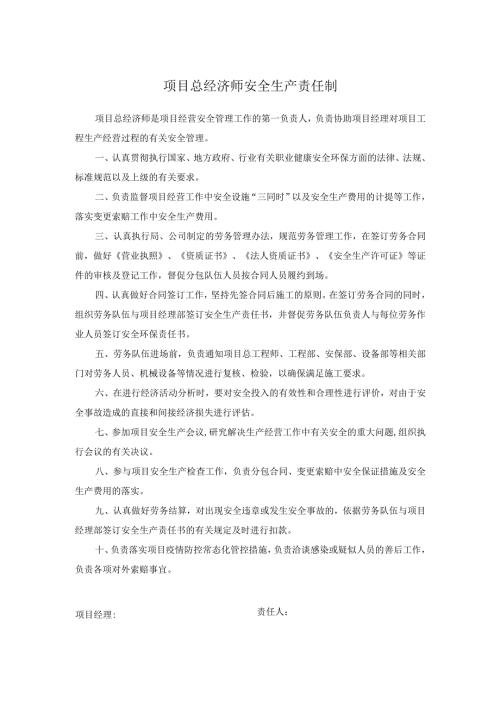 项目总经济师安全生产责任制.docx