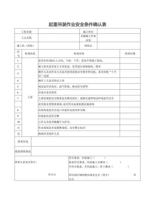 起重吊装作业安全条件确认表.docx