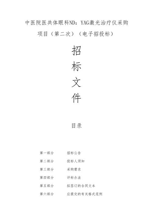 中医院医共体眼科ND_YAG激光治疗仪采购项目（第二次）招标文件.docx