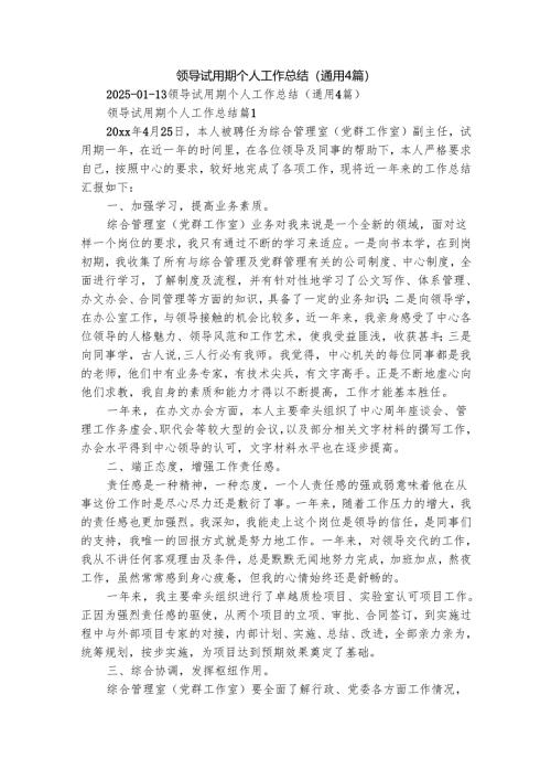 领导试用期个人工作总结（通用4篇）.docx