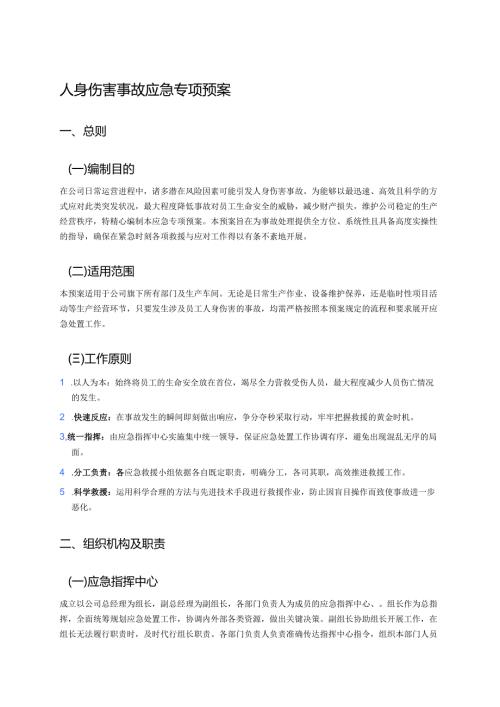 人身伤害事故应急专项预案 .docx