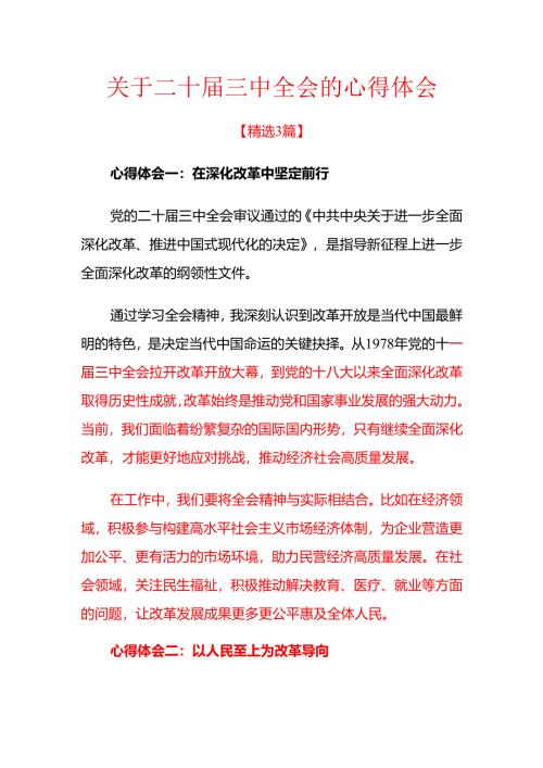 关于二十届三中全会的心得体会.docx