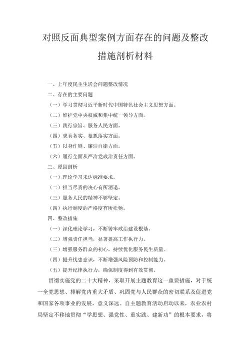 十一篇对照反面典型案例方面存在的问题及整改措施剖析材料合计.docx