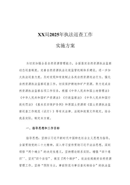 XX局2025年执法巡查工作实施方案.docx