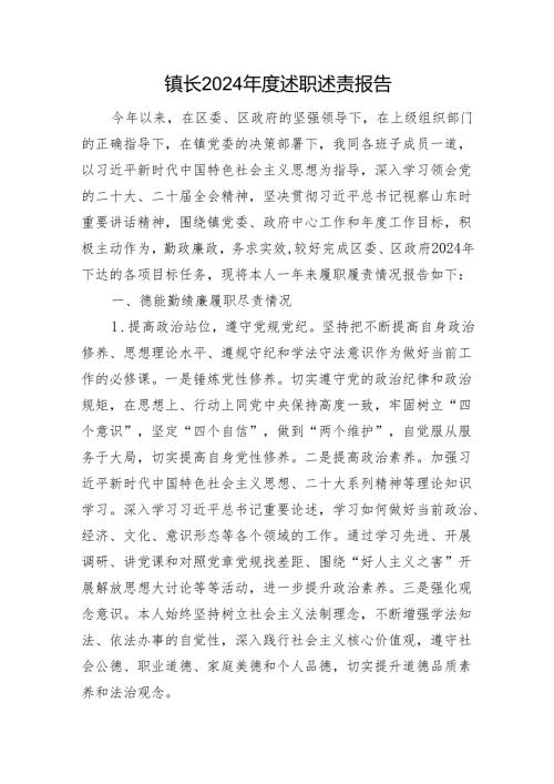 镇长2024年度述职述责报告.docx