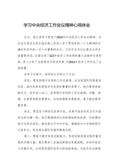 学习2024年中央经济工作会议精神心得体会精品范文8篇.docx