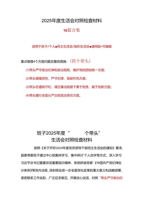 市委2024“四个带头”民主生活会对照剖析材料.docx