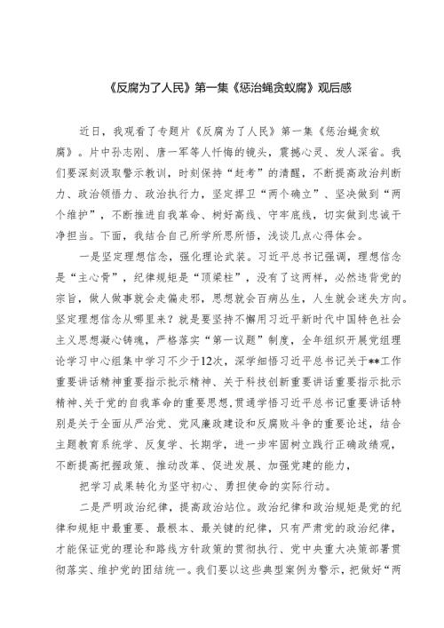 (9篇)《反腐为了人民》第一集《惩治蝇贪蚁腐》观后感汇编.docx