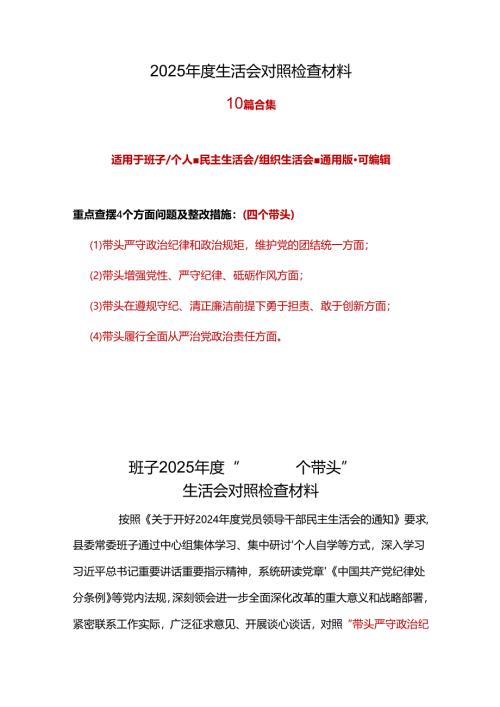 税务局领导班子2024年度民主生活会对照检查材料(“四个带头”).docx