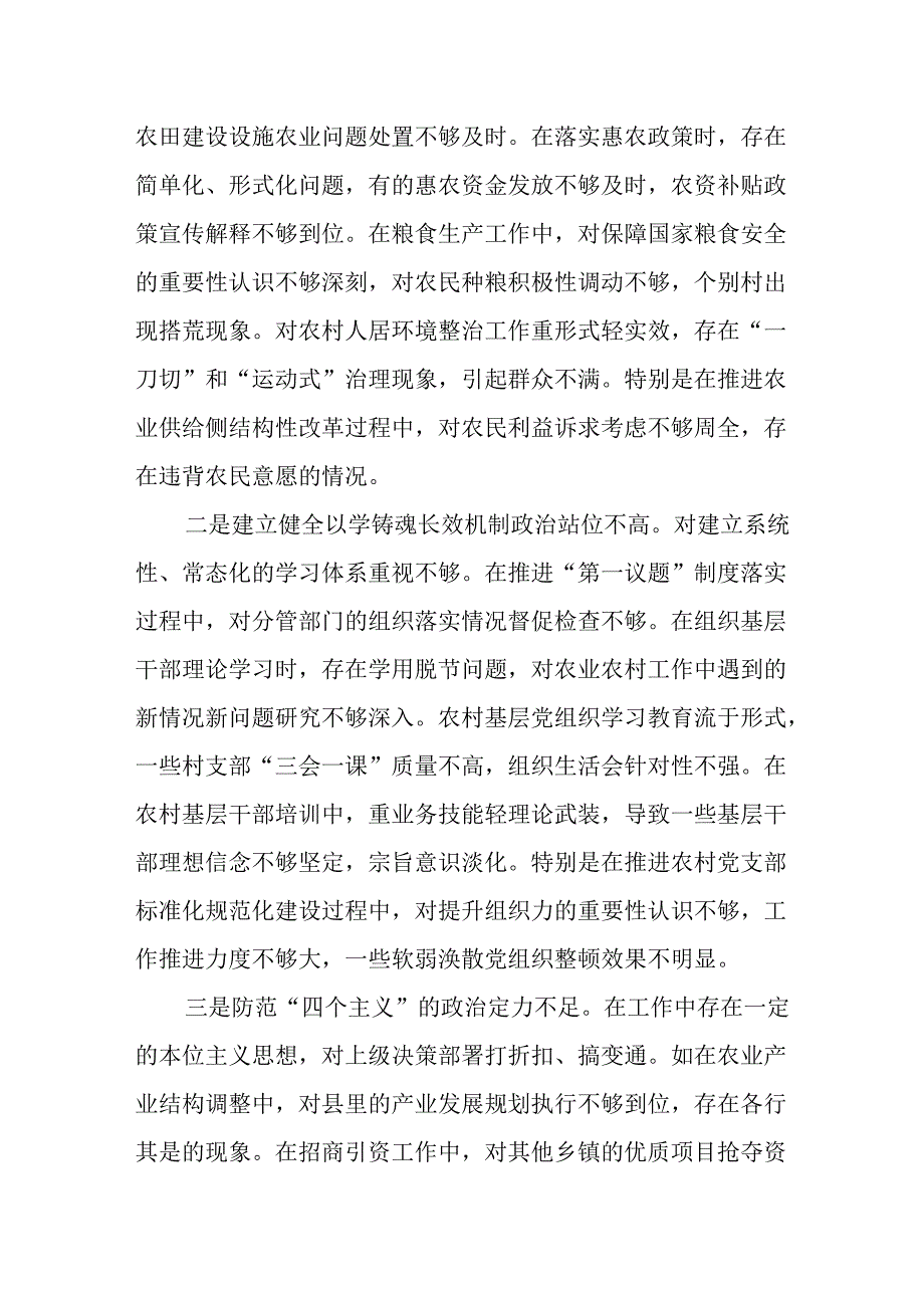 (3篇)副乡长2024年度四个带头民主生活会个人对照检查发言材料.docx_第2页