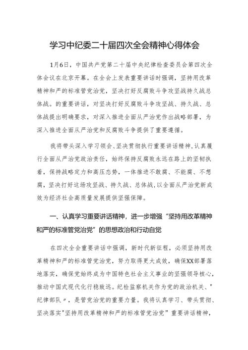 两篇：学习中纪委二十届四次全会精神心得体会范文.docx