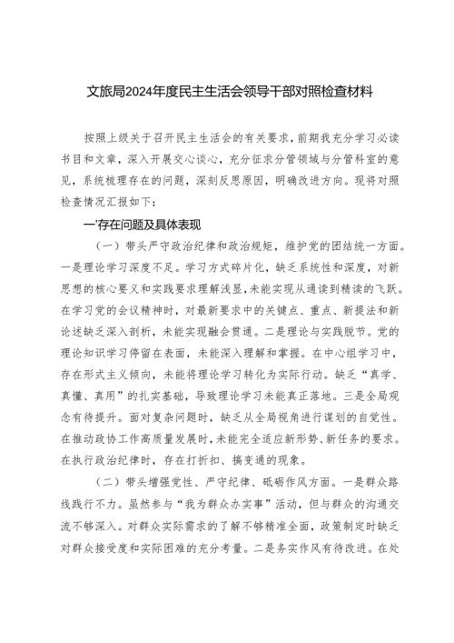 文旅局2024-2025年度民主生活会领导干部对照检查材料.docx