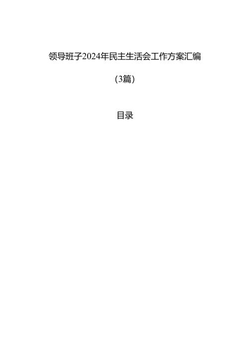 领导班子2024年民主生活会工作方案汇编（3篇）.docx
