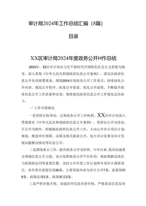 审计局2024年工作总结汇编（8篇）.docx