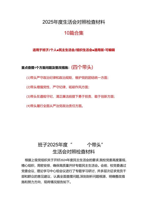 民政局领导班子2025年班子成员民主生活会个人对照检查剖析材料.docx