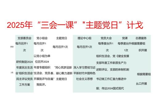 2025年”三会一课“”主题党日“计划表docx.docx