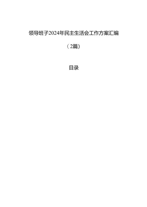领导班子2024年民主生活会工作方案汇编（2篇）.docx
