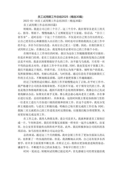 员工试用期工作总结2025（精选30篇）.docx