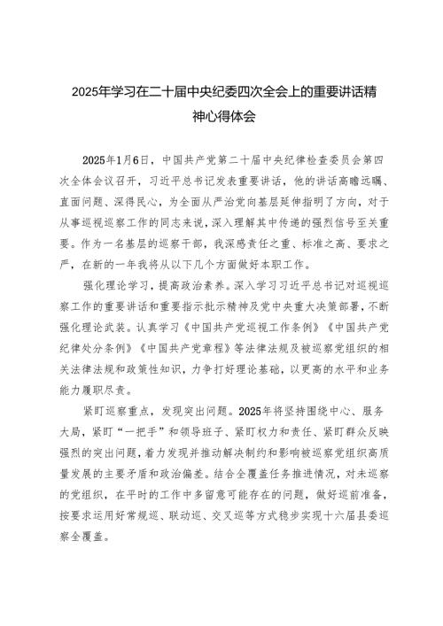 党员干部、科员2025年学习在二十届中央纪委四次全会上的重要讲话精神心得体会.docx