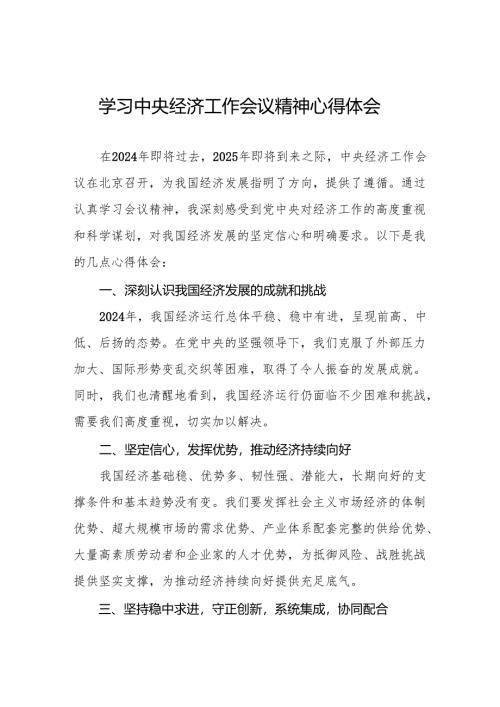 学习2024年中央经济工作会议精神的心得体会最新版8篇.docx