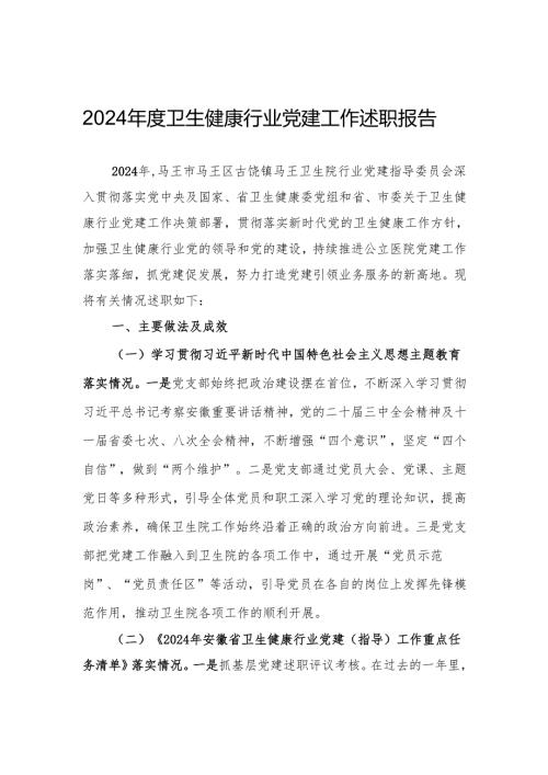 2024年度行业党建工作述职报告.docx