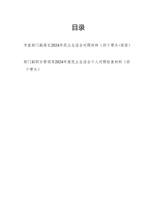 市级局副局长部门副职2024年民主生活会对照材料2篇（四个带头）.docx