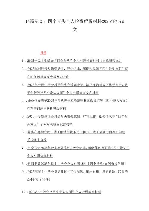 14篇范文：四个带头个人检视解析材料2025年word文.docx