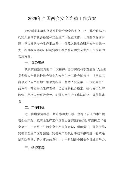 2025年乡镇全国两会安全维稳工作方案.docx