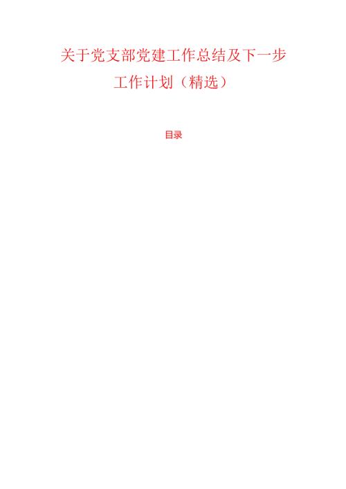 1.关于党支部党建工作总结及下一步工作计划（精选）.docx