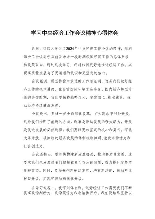 2024年中央经济工作会议精神学习体会发言稿两篇.docx