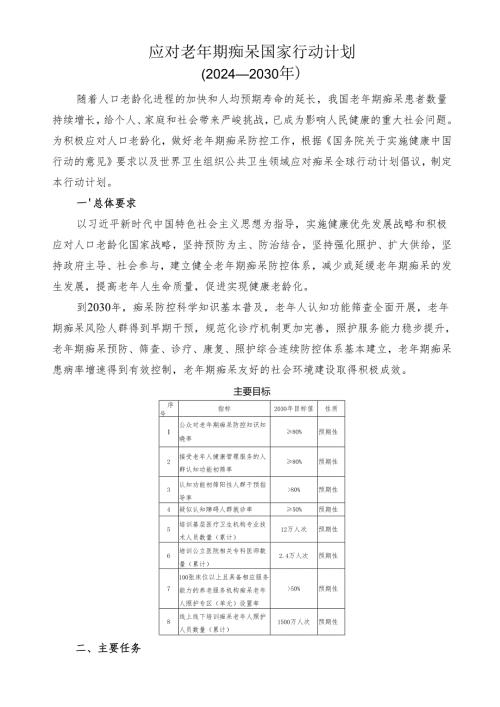 2024.12《应对老年期痴呆国家行动计划（2024—2030年）》.docx