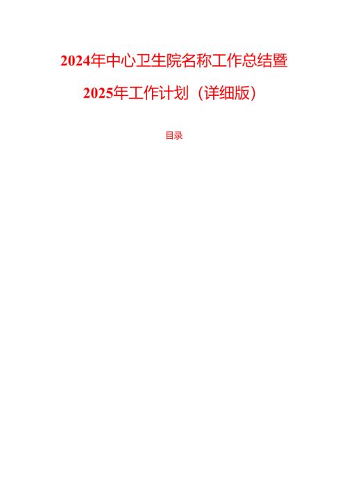 2024年中心卫生院名称工作总结暨2025年工作计划（详细版）.docx