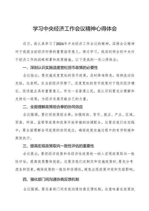 2024年中央经济工作会议精神学习体会优秀范文两篇.docx