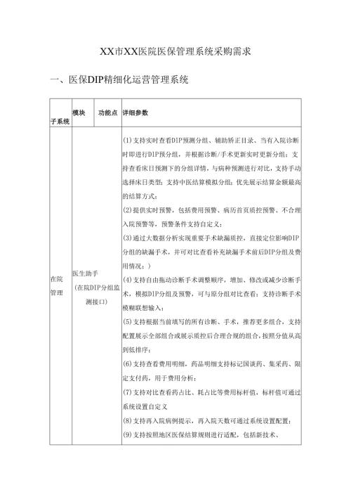 XX市XX医院医保管理系统采购需求.docx