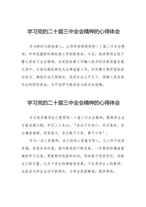 2024年学习党的二十届三中全会精神的心得体会精选模板36篇.docx