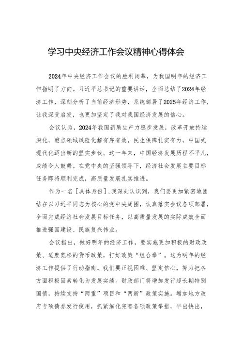 2024年中央经济工作会议精神学习体会简短发言两篇.docx