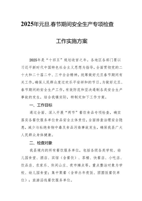 2025年国企开展《元旦、春节期间安全生产专项检查》工作方案 （4份）_88.docx