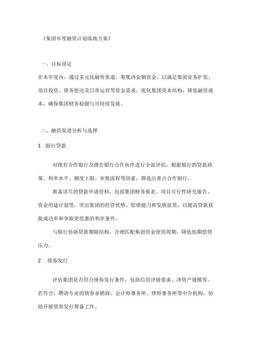 集团年度融资计划落地方案.docx