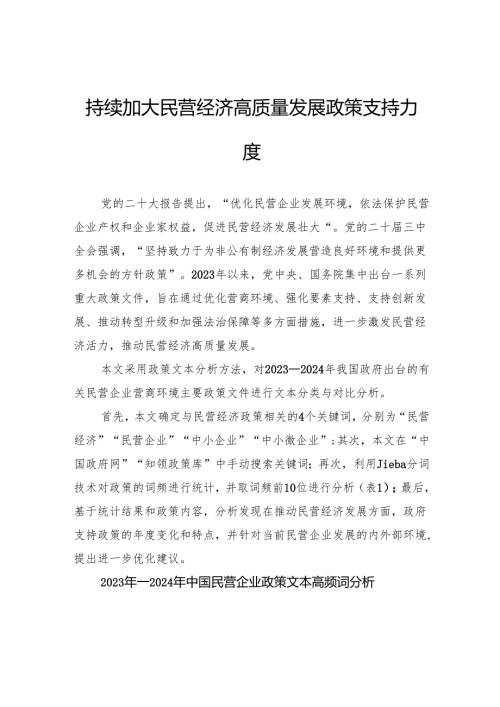 持续加大民营经济高质量发展政策支持力度.docx