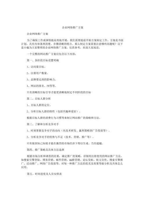 企业网络推广方案.docx