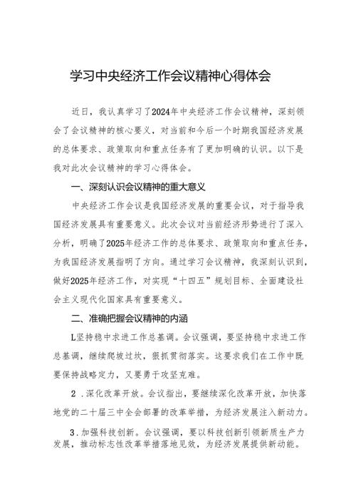 七篇学习2024年中央经济工作会议精神心得体会发言材料.docx